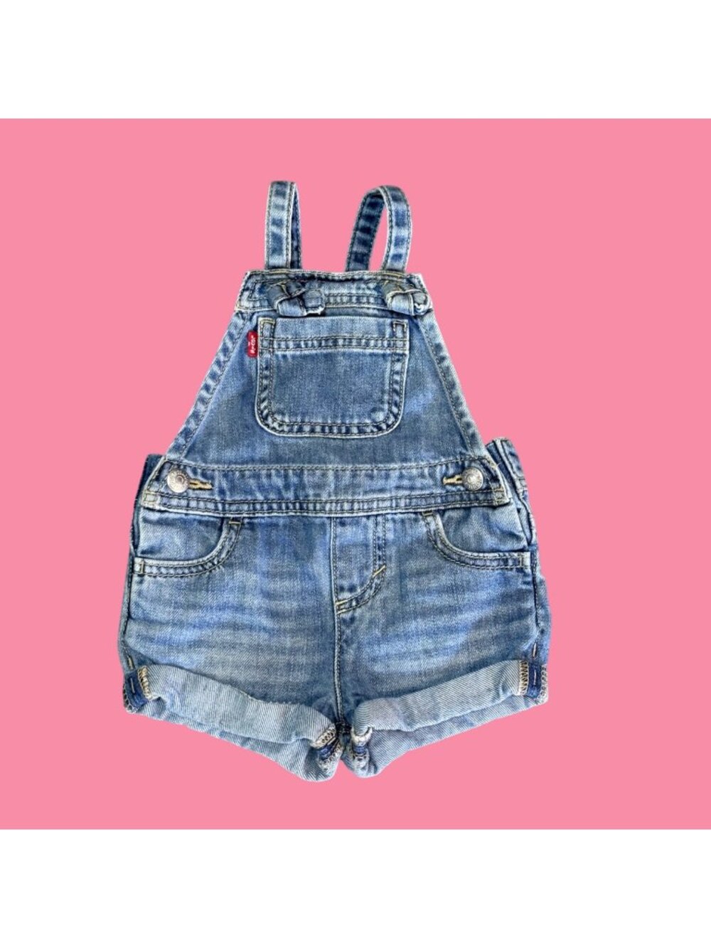Levis Baby Denim Shortalls 6M Adjustable Straps 100% Cotton Blue Overalls